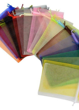 Tojwi 50pcs Organza Bags-Mix Color 3.54''x4.33''(9x11cm) Satin Drawstring Organza Pouch Wedding Party Favor Gift Bag Jewelry Watch Bags