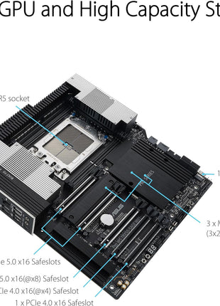 ASUS Pro WS TRX50-SAGE WIFI CEB Workstation motherboard, AMD Ryzen Threadripper PRO 7000 WX,ECC R-DIMM DDR5, 36 power-stage, WiFi 7,PCIe 5.0 x 16,PCIe 5.0 M.2, 10 Gb and 2.5 Gb LAN, multi-GPU support.