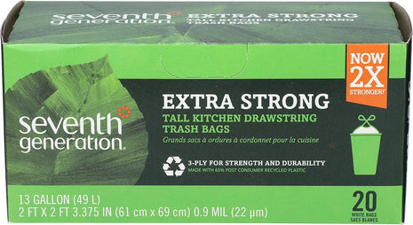 Seventh Generation Drawstring Kitchen Trash Bags 13 gal, 20 Bags