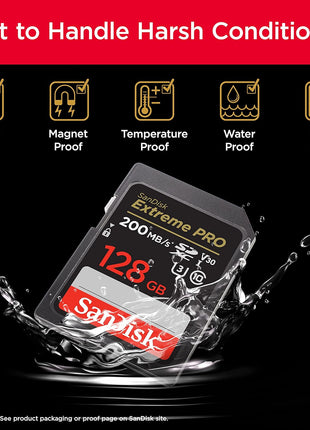 SANDISK 128GB Extreme PRO SDXC UHS-I Memory Card - C10, U3, V30, 4K UHD, SD Card - SDSDXXD-128G-GN4IN | UHS-I, V30, U3, Class 10, 4K video