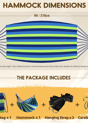 ANYOO Cotton Hammock Portable Camping Hammocks for Hanging Sturdy Garden Comfortable Fabric Hammock with Tree Straps Up to 660lbs with Travel Bag for Camping Outdoor/Indoor Patio Backyard