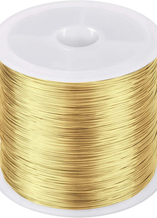 MIKIMIQI Jewelry Wire - 328Ft, 26 Gauge, Tarnish Resistant, Copper, 0.4mm X 100m (Gold)