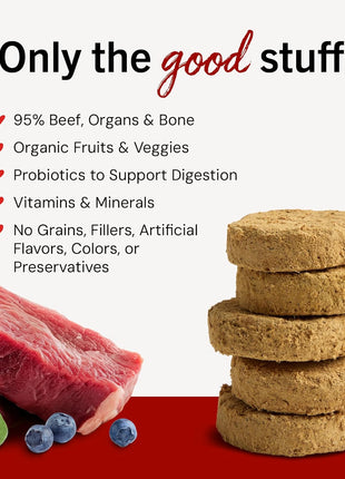 Stella & Chewy's Freeze-Dried Raw Dinner Patties - Beef Recipe - High Protein Grain-Free Puppy & Dog Food - Perfect For Picky Eaters - 25 oz