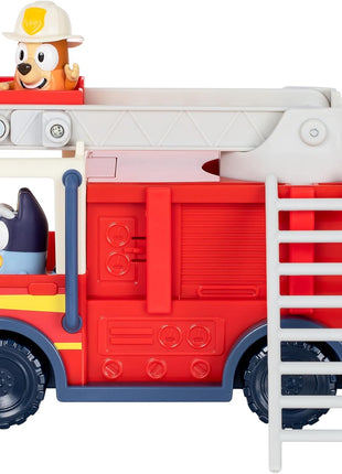 Bluey Firetruck Toy Playset with Firefighter Bingo, Bluey & Bob Bilby, Toddler Fire Truck w/ Spinning Ladder, Water Hoses for Kids Ages 3+
