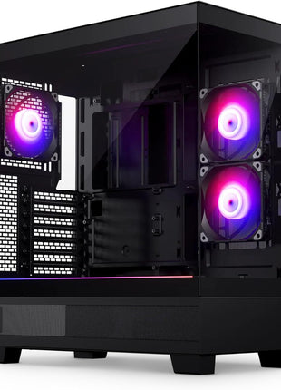 Phanteks XT View, Compact ATX Mid-Tower Gaming Chassis, Tempered Glass Front and Side Window, USB-C 3.2 Gen2, 3X M25-120 DRGB Fans Included(Black)