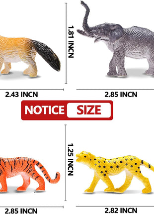 54 Piece Animal Figures for Kids, Safari Jungle Animal Figurines | Realistic animal figures for sensory bins, school learning, jungle party favors, cupcake toppers, classroom rewards