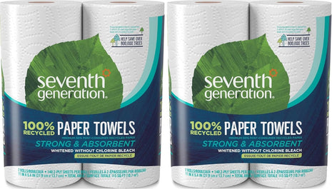 Seventh Generation Paper Towels, 100% Recycled Paper, 2-ply, 2 Rolls (Packaging May Vary) (Pack of 2)