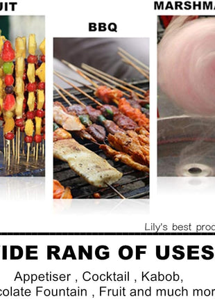 HOPELF 6 inch Natural Bamboo Skewers for BBQ 1/4Appetiser 1/4Fruit 1/4Cocktail 1/4Kabob 1/4Chocolate Fountain 1/4Grilling 1/4Barbecue 1/4Kitchen 1/4Crafting and Party. 脦娄=4mm, More Size Choices 8 inch/10 inch/12 inch/14 inch/16 inch/30 inch(100 PCS)