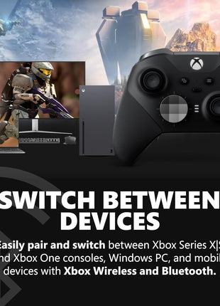 Xbox Wireless Gaming Controller | Elite Series 2 | Black | Console, PC, and Cloud Devices | Adjustable Thumbsticks | Trigger Locks