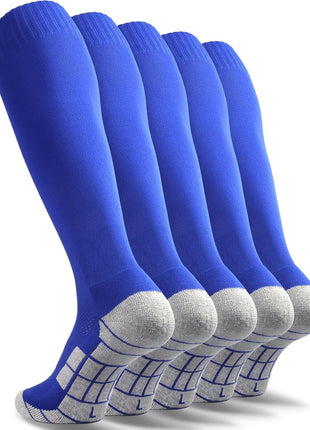 CWVLC Youth Soccer Socks 3 Pairs Girls Boys Volleyball Sport Team Athletic Knee High Long Tube Cotton Compression Socks Black Medium (5Y-7Y Youth/6-10 Women)