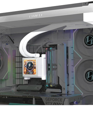 Lian Li Hydroshift LCD 360 Liquid Cooler - Flexible Side-Mounted Coolant Pathway, 2.88" LCD Screen - 480 x 480 Res. - Captured Screenshots or Recorded Videos - Fits Most PC Fans - White (HSLCD36NW)
