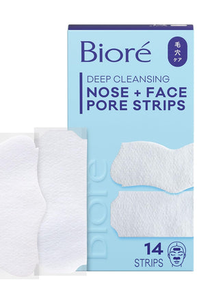 Biore Blackhead Remover Pore Strips, Deep Cleansing, Nose & Face, 14 ct | Nose, Chin & Forehead Use, Unclogs Pores Instantly, Oil-Free, Non-Comedogenic, Oily Skin, Skincare