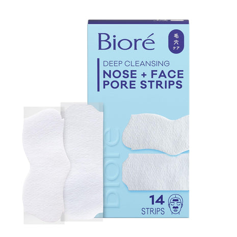 Biore Blackhead Remover Pore Strips, Deep Cleansing, Nose & Face, 14 ct | Nose, Chin & Forehead Use, Unclogs Pores Instantly, Oil-Free, Non-Comedogenic, Oily Skin, Skincare