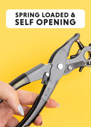 General Tools Leather Hole Punch Tool - 6 Multi-Hole Sizes for Leather, Rubber, & Plastic - Hobbies & Crafts 8.5 inches