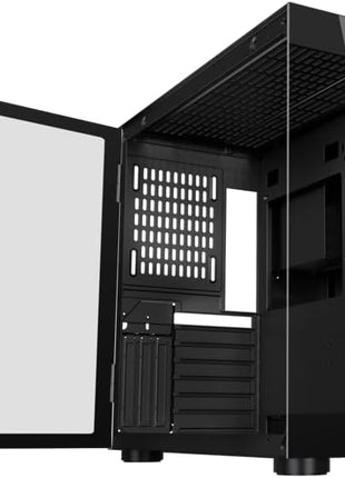 DIYPC DIY-CUBE10-Wood Black USB3.0 /Type C ATX Mid Tower Gaming Computer Case w/Tempered Glass Panel w/Walnut Wood