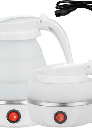 Travel Kettle Small Foldable Portable Kettle,Silicone Collapsible Tea Pot for Camping,Easy for Storage (White1)