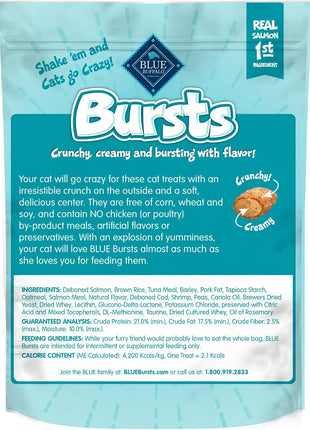 Blue Buffalo Bursts Seafood Crunchy & Creamy Cat Treats, 2 oz, 6 ct | Real Fish First, Crunchy Shell with Creamy Center, No Poultry By-Product, Corn, Wheat, or Soy