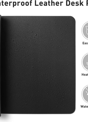 Aothia Leather Office Desk Pad Protector, Non-Slip PU Leather Desk Blotter, Waterproof Laptop Writing Mouse Pad for Office and Home, Black, 31.5 inch x 15.7 inch