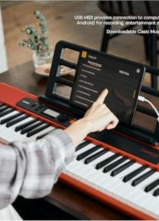 Casio Casiotone CT S200RD ? 61 Key Portable Keyboard for Beginners | 400 Tones, 77 Rhythms, LCD Display, Dance Music Mode, USB MIDI, Stereo Speakers | Includes Power Supply & Music Rest | Red