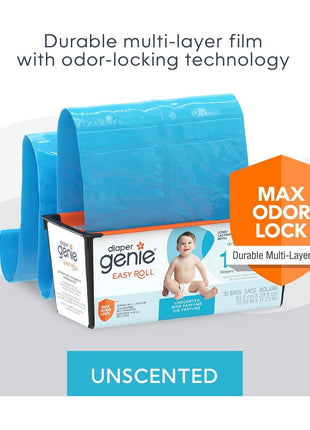 Diaper Genie Easy Roll Refill | 30 Bags Per Refill | Holds Up to 1410 Newborn Diapers | Odor Control | Diaper Pail Refill Bags | Fits Diaper Genie Signature & Platinum Pails