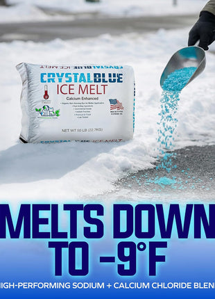Snow Joe Crystal Blue Snow & Ice Melter, Heat-Generating Crystals, 50 Lb Bag - Fast-Acting Commercial Deicer and Remover for Concrete, Driveway, Sidewalk, and Outdoor Spaces