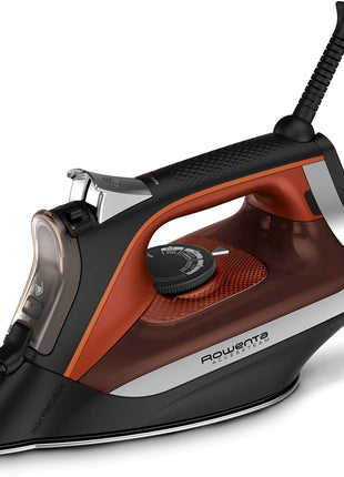Rowenta Iron Steamer for Clothes, Stainless Steel Soleplate Steam Iron, Microsteam Holes, 1700 Watts, Lightweight, Auto off, Black, DW2360