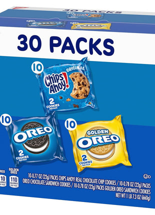 Nabisco Sweet Treats Cookie Variety Pack OREO & CHIPS AHOY!, 30 Snack Packs | 2 Cookies Per Pack, Individually Wrapped