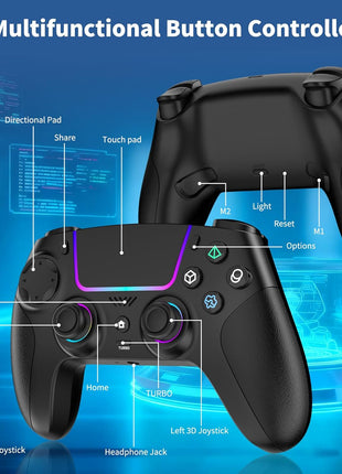VidPPluing Wireless Controller Compatible with PS5/Android/IOS/MAC/Steam Deck, Gamepad with LED Lighting/Hall Effect Trigger/Turbo/Macro/Dual Vibration/3.5mm Headset Jack/1500 mAh Battery