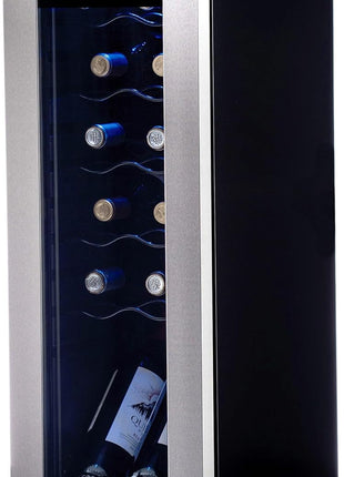 NewAir 12 Bottle Wine Cooler Refrigerator | Freestanding Wine Fridge | Stainless Steel, Double-Layer Tempered Glass Door, Quiet Compressor | 41F-64F Digital Temperature Control For Reds & Whites Wine