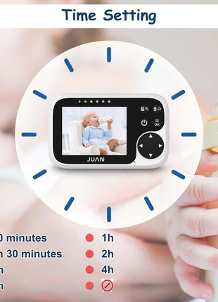 JUAN Baby Monitor with Camera and Audio, No WiFi 100% Private, 1000ft Range Connection, Remote Pan-Tilt-Zoom, Night Vision, Temperature Sensor, 8 Lullabies, 2-Way Talk for Newborn Infant