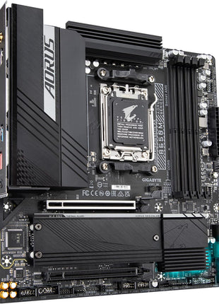 GIGABYTE B650M AORUS Elite AX AMD AM5 mATX Motherboard, Support Ryzen 9000/8000/7000 Series, DDR5, 12+2+2 Power Phase, PCIe 5.0 M.2, USB-C 3.2 Gen 2, WIFI6E, 2.5GbE, EZ-Latch, Q-Flash, RGB Fusion