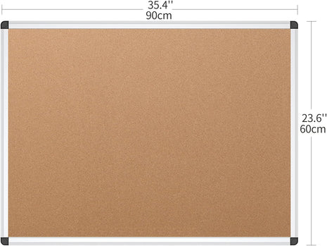 VIZ-PRO Cork Notice Board, 36 X 24 Inches, Silver Aluminium Frame
