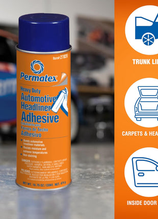 Permatex 27828 Body Shop Heavy Duty Headliner and Carpet Adhesive, 16.75 oz Aerosol Can