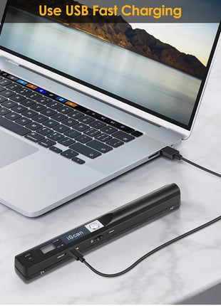 Portable Document Scanner, 900DPI Handheld Scanner Wand for Documents & Receipts, A4 Photo Image Scanner JPG/PDF, Portable Scanner for Laptop, USB 2.0 High Speed Transfer, Supports Micro SD Card