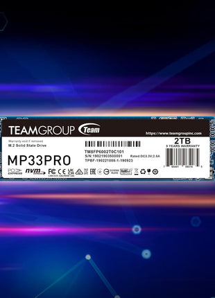 TEAMGROUP MP33PRO 2TB SLC Cache 3D NAND TLC NVMe 1.3 PCIe Gen3x4 M.2 2280 Internal SSD R/W Speed Up to 3500/3000 MB/s Laptop & Desktop TM8FPD002T0C101