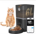 Automatic Cat Feeder with 1080P HD Camera Timed Dry Food Dispenser for Cats and Dogs, App Control, 6L Capacity, Portion Control, Scheduled Meals, Two-Way Audio