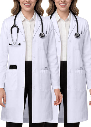 NY Threads Professional White Lab Coat for Women, Long Sleeve Medical Coat