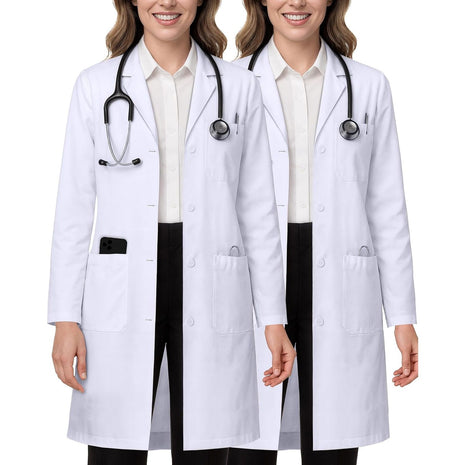 NY Threads Professional White Lab Coat for Women, Long Sleeve Medical Coat