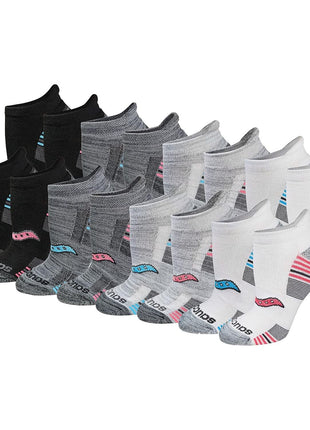 Saucony Women's RunDry Performance 8, 16 Pairs Heel Tab Athletic Socks, S-L, Assorted Darks (8 Pairs), Medium
