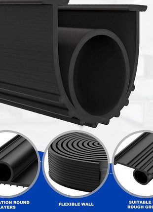 DGSL Garage Door Seals Bottom Rubber Weather Stripping Kit Seal Strip Replacement, Universal Weatherproof Threshold Buffering Sealing Rubber 5/16 Inch T Ends (16 Ft, Black)