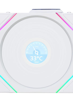 Lian Li UNI Fan TL LCD Wireless 120-Single Pack (Reverse Blade)-2.4 GHz Wireless Signal ARGB Fan-Infinity Mirror-Daisy-Chain -Syncing Lighting-Controller NOT Included & Required - White (12RTLLCD1W1W)