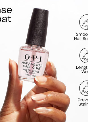 OPI Natural Nail Base Coat | Nail Polish Base Coat | Protects Nails & Prevents Discoloration