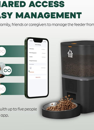 Automatic Cat Feeder with 1080P HD Camera Timed Dry Food Dispenser for Cats and Dogs, App Control, 6L Capacity, Portion Control, Scheduled Meals, Two-Way Audio