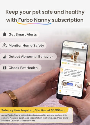 Furbo 360° Cat Camera [Subscription Required] Unlock w/Paid Plan: Home Security & Pet Safety Alerts, Rotating Treat Toss w/ 2-Way Speaker, Smart Cam w/Phone App (Low Risk, 3mo Min. Cancel Anytime)