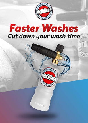 McKillans Foam Cannon for Pressure Washer (Wide Mouth) - Car Wash Snow Foam Cannon Lance Pressure Washer Soap Dispenser for Car Washing with Adjustable Thick Foam + 1/4 Quick Connector