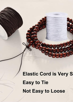 Stretchy String for Bracelets, 4 Rolls 1 mm Sturdy Elastic String Elastic Cord for Jewelry Making, Necklaces, Beading (2 Black+ 2 White)
