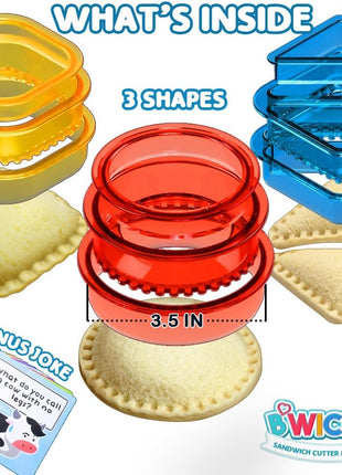 Sandwich Cutter and Sealer - Crustless Sandwich Maker - Cut and Seal | Lunch Box and Bento Box - Boys, Girls, Kids Lunch - Sandwich Cutters for Kids - Triangle, Circle, Square