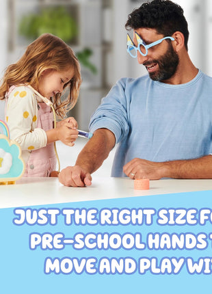 Bluey Cloud Bag Doctor Playset, 7 Pretend Check-Up Accessories | Portable medical kit with stethoscope, badge & Dr. Bluey glasses; toddler toy for kids ages 3+