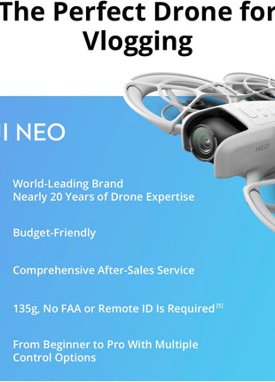 DJI Neo Three-Battery Combo, Mini Drone with 4K UHD Camera for Adults, 135g Self Flying Drone that Follows You, Palm Takeoff, Subject Tracking, QuickShots, Stabilized Video (Controller-Free)