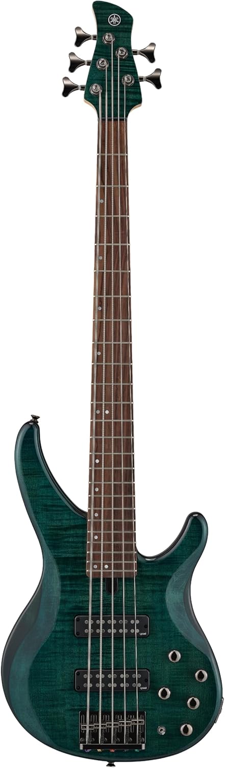 Yamaha TRBx605 5 String Flamed Maple Bass Guitar, Indigo Blue